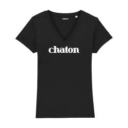 T-shirt col V - Chaton - Femme - 3