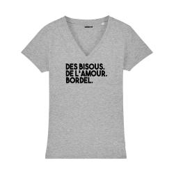 T-shirt col V - Des bisous. De l'amour. Bordel. - Femme - 3
