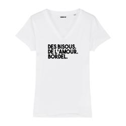 T-shirt col V - Des bisous. De l'amour. Bordel. - Femme - 2