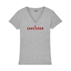 T-shirt col V - Saucisson - Femme - 3