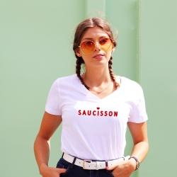 T-shirt col V - Saucisson - Femme - 1