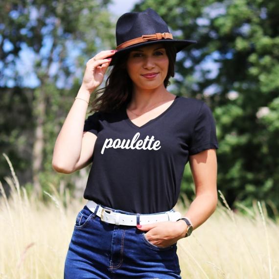 T-shirt col V - Poulette - Femme