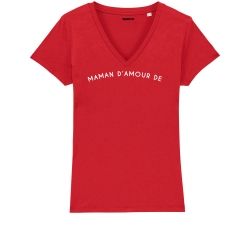 T-shirt Femme col V "maman d'amour de" personnalisé - 1