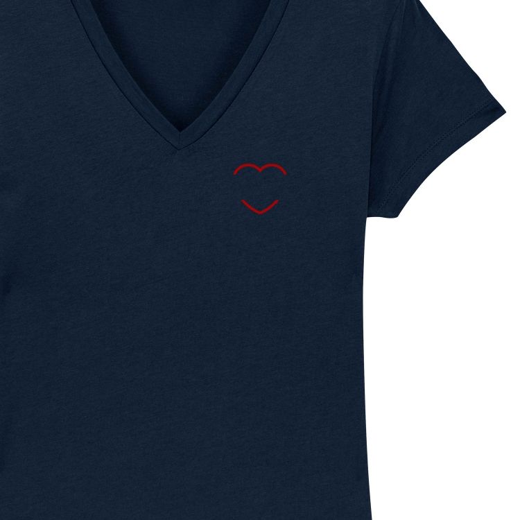 T-shirt Femme col V coeur rouge personnalisé - 1
