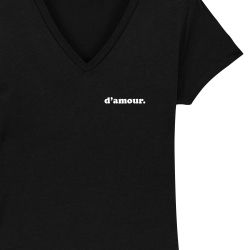 T-shirt Femme col V "d'amour" personnalisé - 1