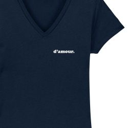 T-shirt Femme col V "d'amour" personnalisé - 2