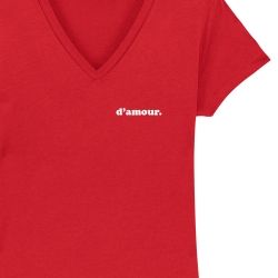 T-shirt Femme col V "d'amour" personnalisé - 3
