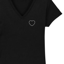 T-shirt Femme col V initiales personnalisées - 3
