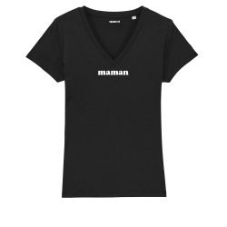 T-shirt Femme col V "Maman" personnalisé - 1