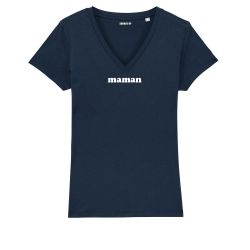 T-shirt Femme col V "Maman" personnalisé - 2