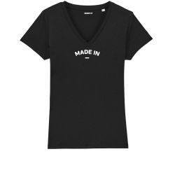 T-shirt Femme col V "Made in" personnalisé - 1