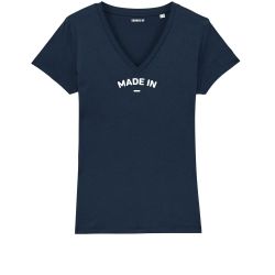 T-shirt Femme col V "Made in" personnalisé - 2