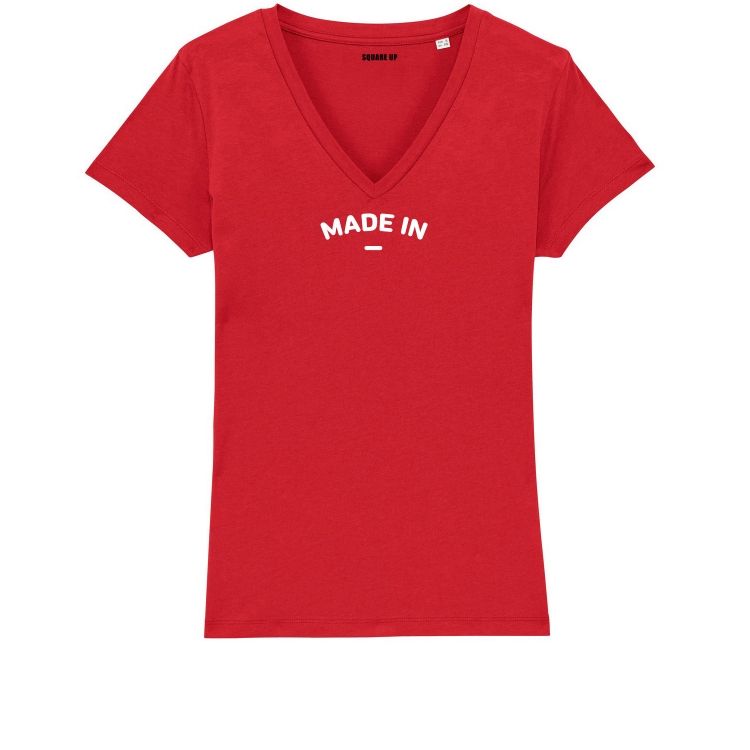 T-shirt Femme col V "Made in" personnalisé - 3