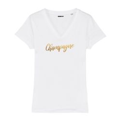 T-shirt Champagne - col V - Femme - 4