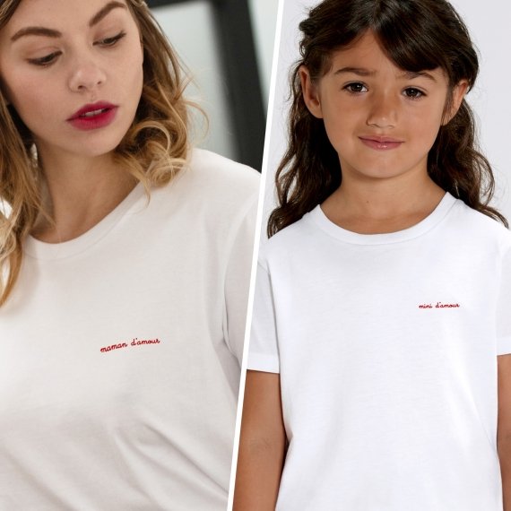 T-shirts assortis Maman d'amour / Mini d'amour