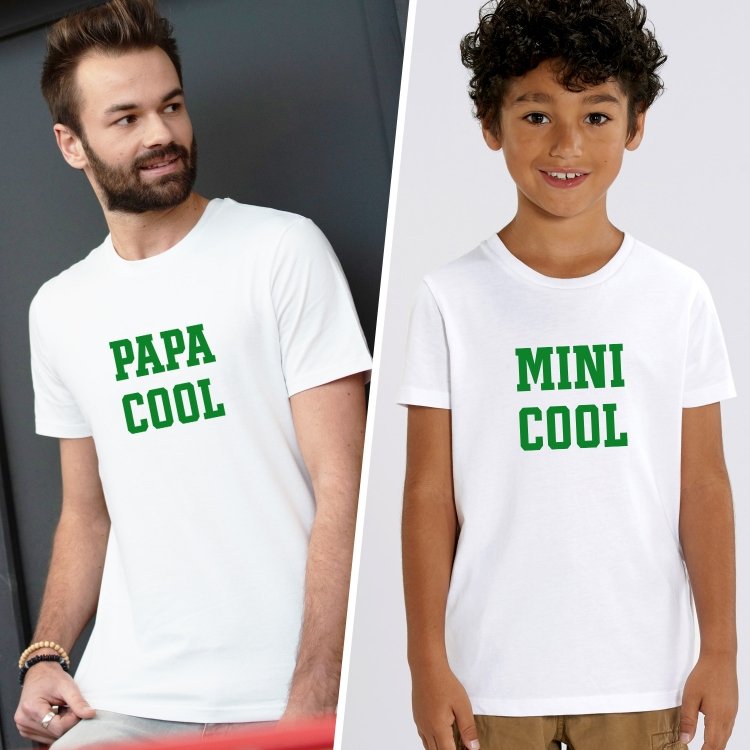 T-shirts assortis Papa cool / Mini cool - 1