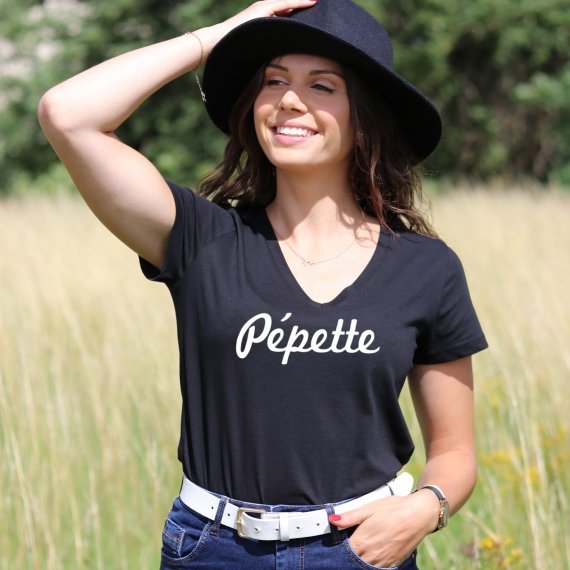 T-shirt col V - Pépette - Femme