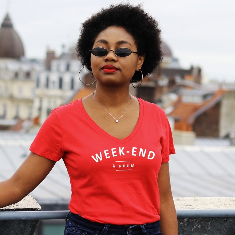 T-shirt col V - Week-end à rhum - Femme - 1