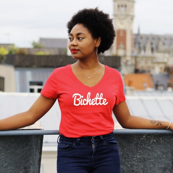 T-shirt col V - Bichette - Femme