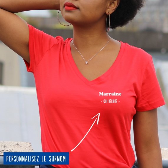 T-shirt Femme col V "qui déchire" personnalisé