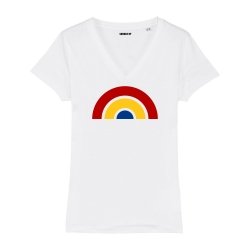 T-shirt col V - Arc-en-ciel - Femme - 2